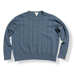 BRIONI Mens Sweater Blue M 100% Wool Textured Crew Neck Geometric